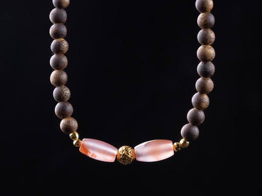 XY0220沉香+翡翠南红双葫芦项链多圈 商品图8