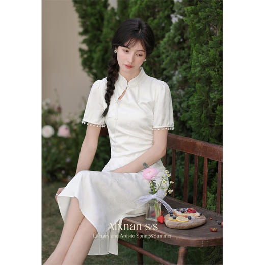 鹿向南「山月浪漫」新中式连衣裙2025新款女夏季国风旗袍短袖裙子 商品图4