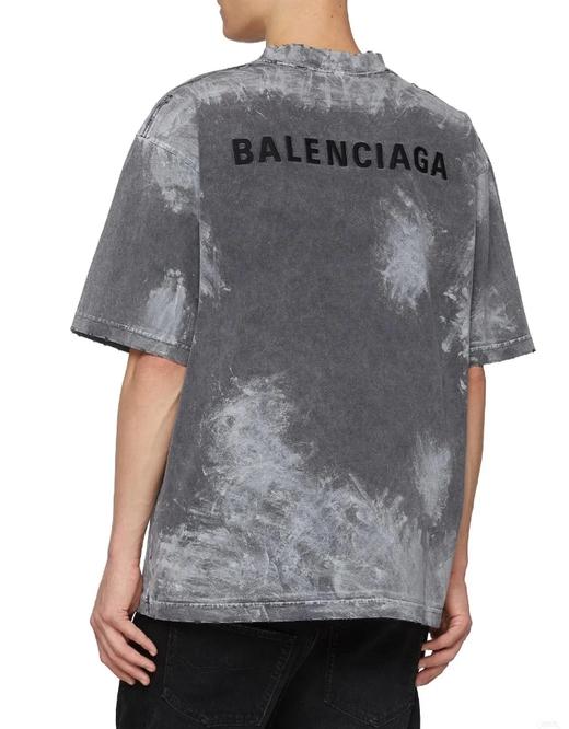 巴黎家情侣款水洗磨破油漆复古短袖 商品图1