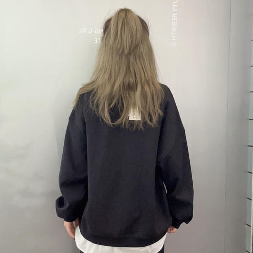 MZ翻领拼接假两件长袖卫衣（黑）春季251020600321 商品图1