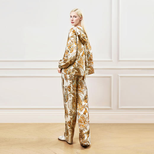 Solo seta女士真丝印花睡衣桑蚕丝上衣长裤短裤家居服2025秋新款 商品图4