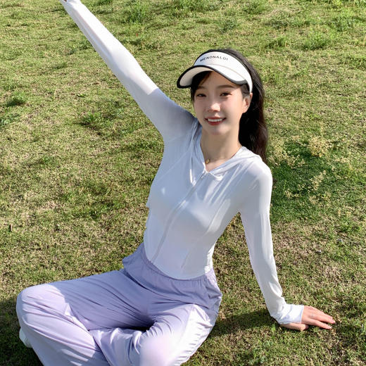 2025新款锦纶原纱冰丝凉感瑜伽外套修身款防晒衣女夏季防紫外线透气防晒服 商品图2