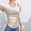 跃牌【瑜堂系列】镂空抽皱瑜伽服短袖女免穿文胸显瘦运动健身上衣JYMD105 商品缩略图1