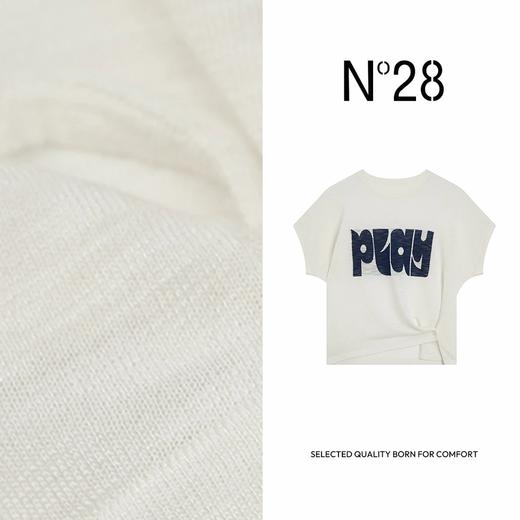 N°28 2025夏季新款百搭短袖T恤条纹字母印花上衣895241M121 商品图1