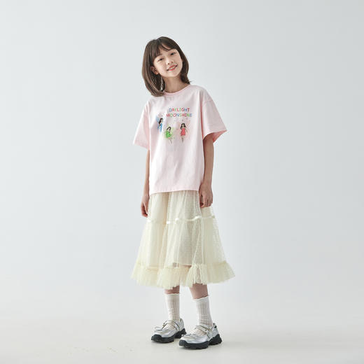 棵初2025年夏季新款亲子中大女童花仙子纯棉短袖T恤宽松 商品图2