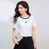 【周末秒杀】熙世界萌宠刺绣T恤女短袖2025夏季新款美式复古撞色圆领正肩上衣 商品缩略图3