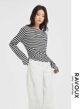 272109908一字肩条纹针织衫