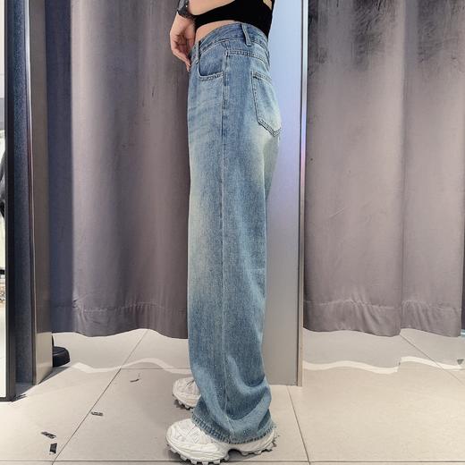 NC一粒扣双侧贴钻牛仔阔腿裤50306夏季012012033053 商品图2