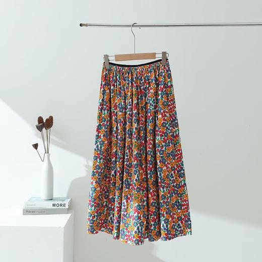 洛诗琳45540气质压褶半身裙2025夏季新款碎花A字摆印花裙3156 商品图0