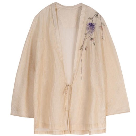 牧衣游原创 丝棉手工刺绣炒色短外套复古文艺百搭防晒小开衫 燕雀 商品图4