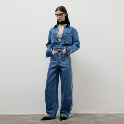 lost in echo2025春夏新款时尚经典复古牛仔大口袋长袖衬衫外套 商品图3