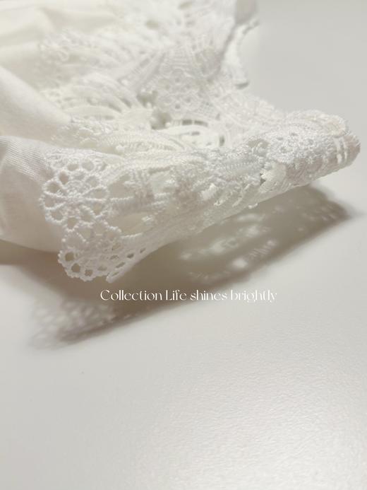 生活闪闪发光 | 五彩斑斓的白tee 定织蕾丝花边 天然亚麻棉针织 米白色 商品图6