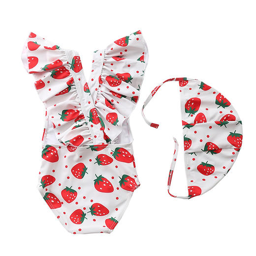 送泳帽！【宝宝条纹飞袖设计，ins风连体泳装】儿童泳衣女 宝宝条纹飞袖游泳衣 女童连体ins 韩国婴儿女孩可爱泳装-QQ 商品图12