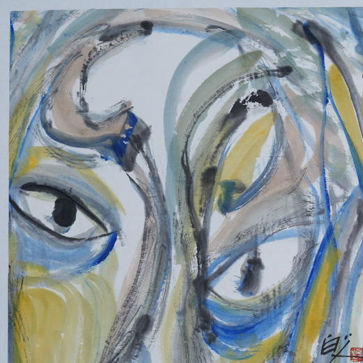 许固令《脸谱之二十五》国画原作53CM*53CM 手绘宣纸脸谱系列斗方作品【GH0504】 商品图2