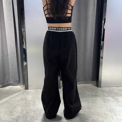 MZ撞色字母腰压褶阔腿伞兵裤（黑白）夏季952010180321 商品图1