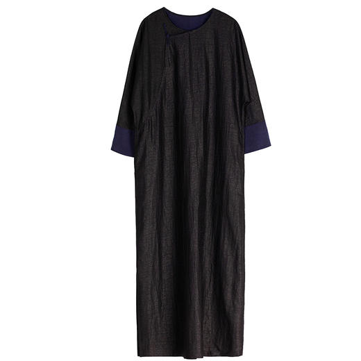 牧衣游原创 龟裂纹香云纱连衣裙轻薄显瘦复古气质真丝长裙 予蝶 商品图4