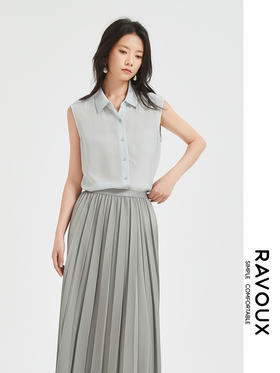 272039922极简无袖桑蚕丝衬衫