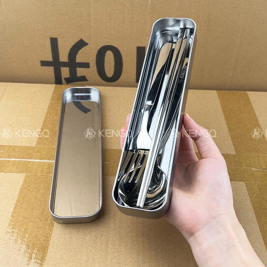 【出口德国316餐具套装】316不锈钢筷子勺子套装餐具套装一人用学生便携式儿童户外收纳盒 商品图1