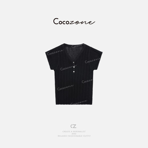 COCO ZONE 刘一一 【莱赛尔混纺】条纹修身显瘦毛织上衣CD1A0605 商品图0