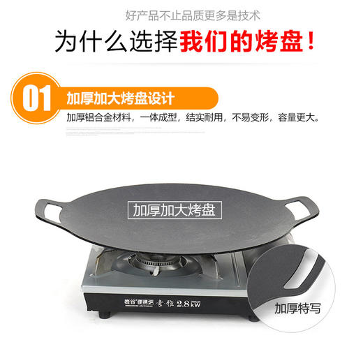 【烤肉必备！不粘锅设计】户外铁板烧 韩式圆形烤盘烤肉盘 不粘锅麦饭石电烤盘 电磁炉通用-QQ 商品图3