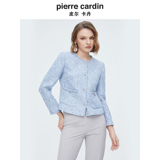 皮尔卡丹女装天蓝色淑女小香风短款外套P4112U4007L3 商品图4