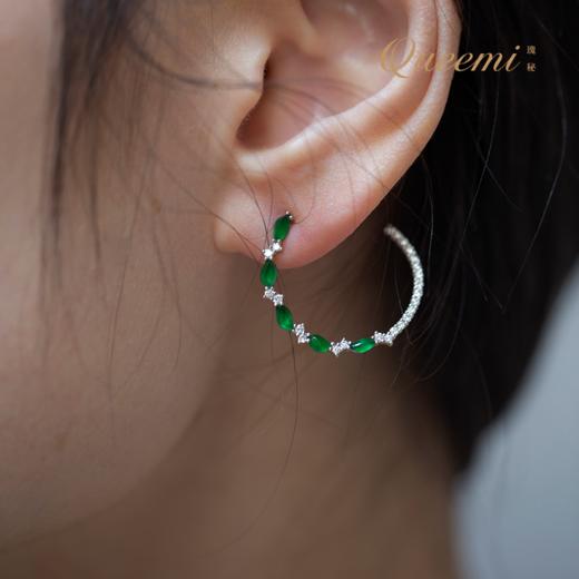 「星星相惜」18K白翡翠耳环 商品图0