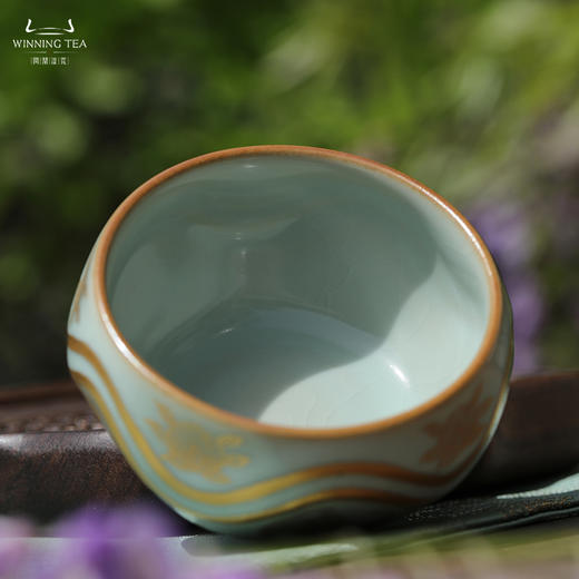 问鼎汝瓷天青老款玹红杯（福寿山海） 商品图3