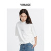 VIMAGE纬漫纪白色简约字母圆领宽松百搭中袖T恤上衣2025夏季新款V2302915 商品缩略图2