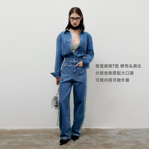 lost in echo2025春夏新款时尚经典复古牛仔大口袋长袖衬衫外套 商品图1