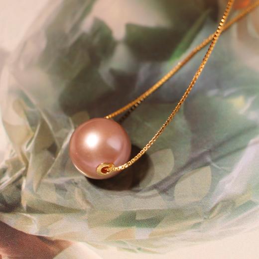 【甄珠贝】转运珠吊坠一粒 爱迪生珍珠11-12mm 正圆ji微微暇 强光 18k金配件（赠45cm银镀金链） 商品图2