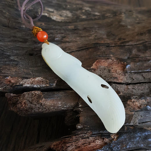 【天然正品】天然籽料细腻无纹裂鱼型（年年有余）和田玉吊坠项链女性现售价：2480！220325AH16 商品图8