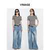 VIMAGE纬漫纪秋季新款复古蓝高腰阔腿长裤牛仔裤V2205802 商品缩略图1