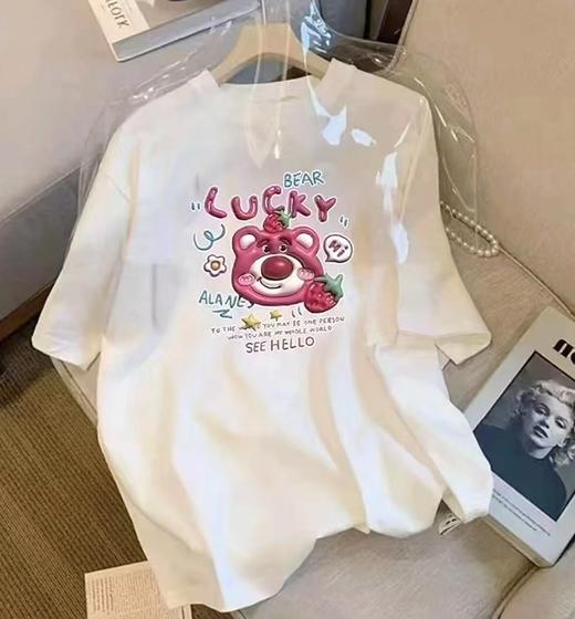 工厂直促价【100%棉】情侣（立体草莓熊-大图）柯式印花短袖T恤-喜出 商品图1