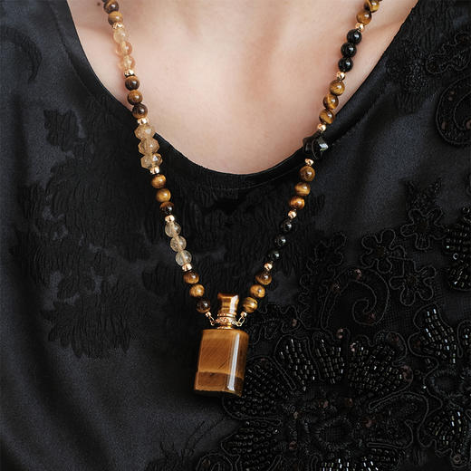 MELI&MOLI |黄虎眼石中号长方吊坠多型设计感珠串项链—五行之土 商品图0