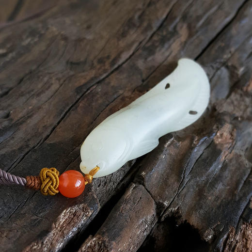 【天然正品】天然籽料细腻无纹裂鱼型（年年有余）和田玉吊坠项链女性现售价：2480！220325AH16 商品图7