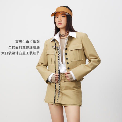 lost in echo2025春夏新款时尚高级气质立领收腰短款西装外套女 商品图1