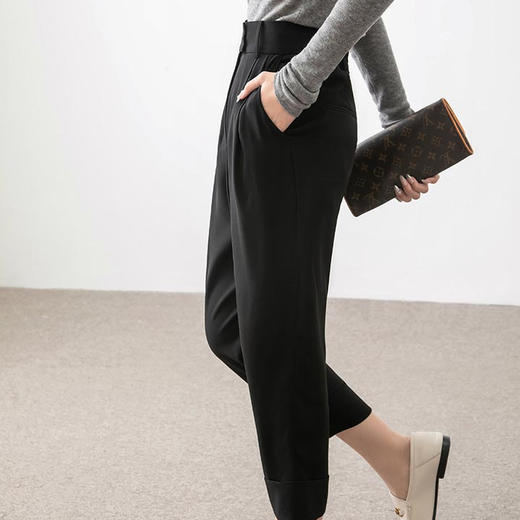 洛诗琳41627垂感直筒七分裤2025夏季小个子高腰通勤西装裤0059 商品图2