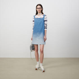 lost in echo2025春夏新款镂空吊带渐变牛仔中长款连衣裙A字裙女