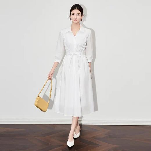 【高货wl】全新升级【铂金会员330/天猫439/差价109】(00944) 洛诗琳法式收腰连衣裙翻领高级感轻熟气质女新款衬衫裙 商品图0