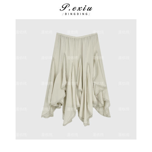 PanYiXiu/潘依绣【樱花苏打】100%人丝拼接叠层花边半身裙W-62938 商品图2