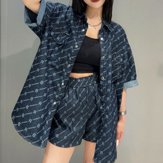 MC翻领满印配短裤短袖牛仔套装50311夏季952011130321 商品图3