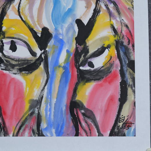 许固令《脸谱之二十二》国画原作53CM*53CM 手绘宣纸脸谱系列斗方作品【GH0501】 商品图2