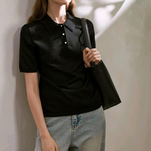 洛诗琳41807羊毛衬衫领针织衫2025春夏简约高级感针织上衣0081 商品图2