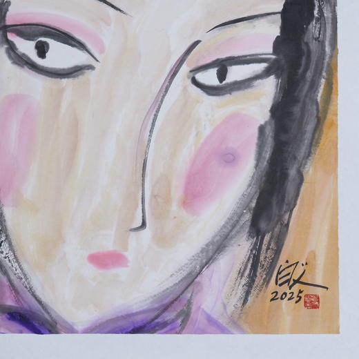 许固令《脸谱之十七》国画原作53CM*53CM 手绘宣纸脸谱系列斗方作品【GH0496】 商品图3