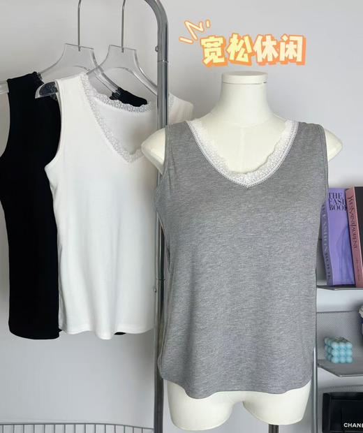 女士精梳棉舒适透气大弹力背心1001/法式蕾丝花边背心2528/大版蕾丝花边背心2533 商品图4