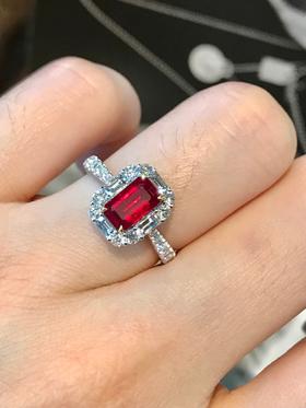 1.42ct刻面红宝石戒指