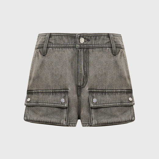 lost in echo2025春夏新款时髦灰色工装口袋低腰迷你牛仔超短裤女 商品图4