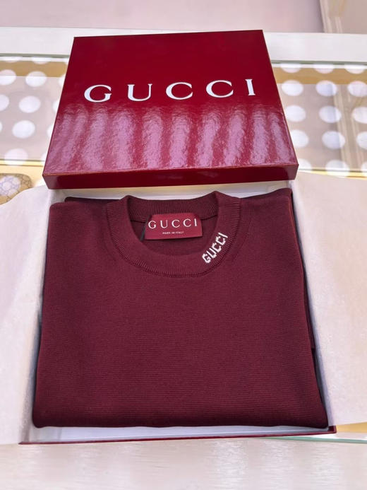 GUCC*嵌花针织短袖   蓝色。红色。 自己备注号码颜色。 商品图11