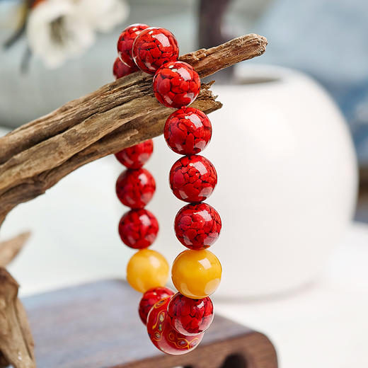 易祈吉祥晶体砂手串朱砂手串蜜蜡手链男女款属火系列饰品礼物 商品图4