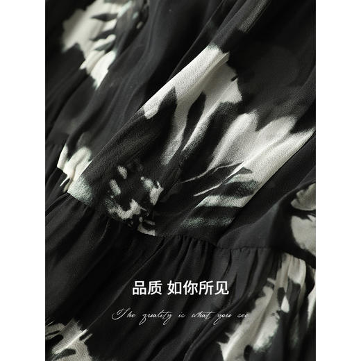 COCOBELLA国风水墨手绘超大摆半身裙女夏手工捏褶长裙HS3108 商品图4